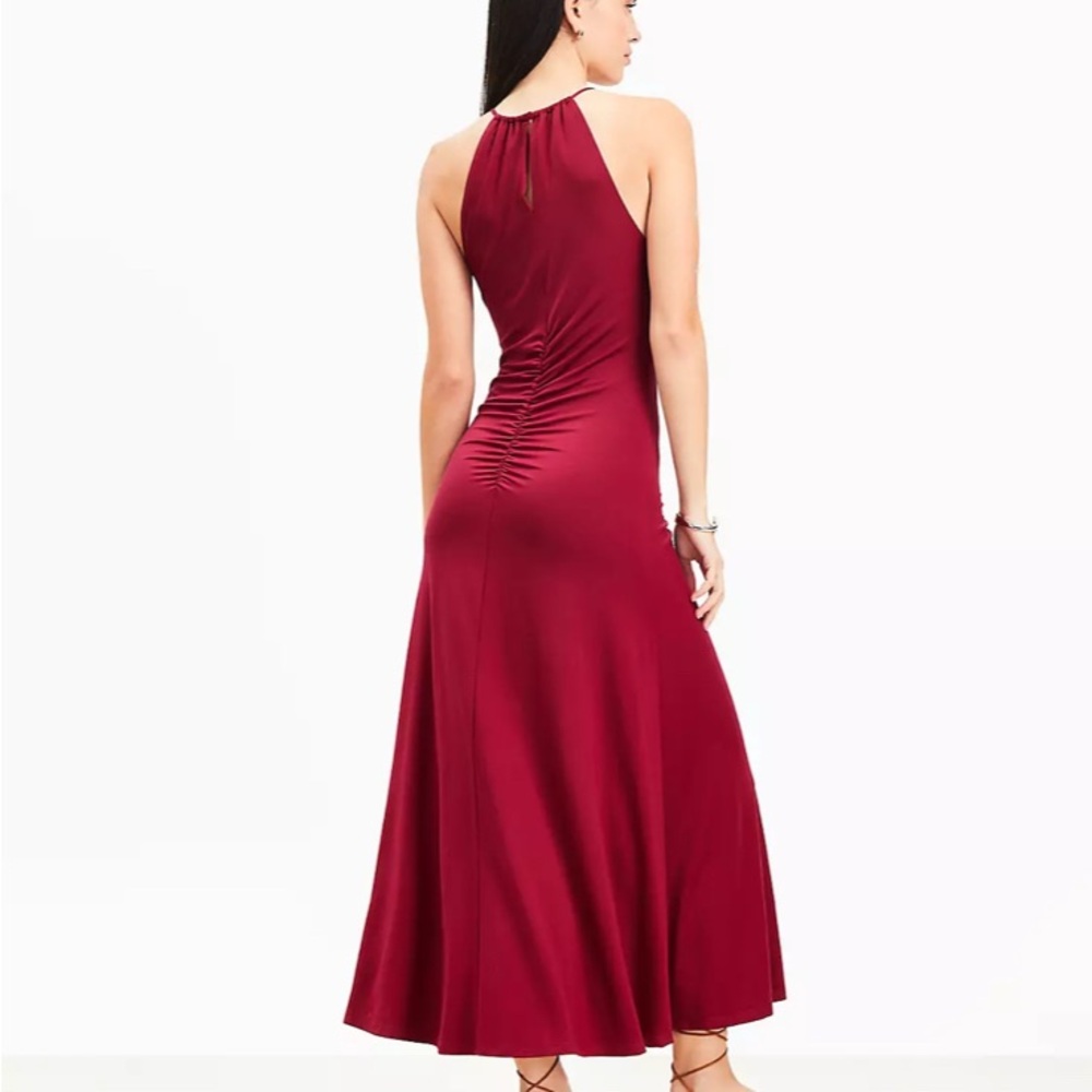 LOFT Burgundy Keyhole Midi Dress - Picture 3 of 4
